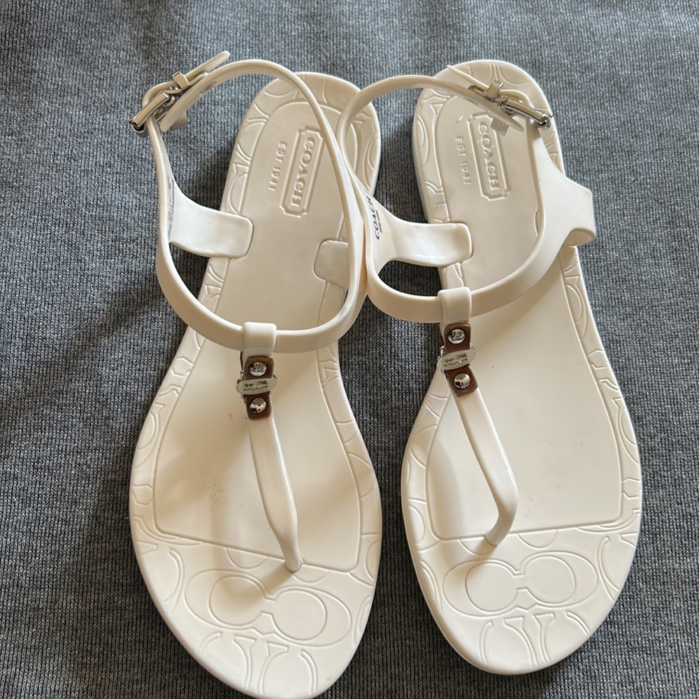 Pre-loved White Piccadilly Coach Sandals